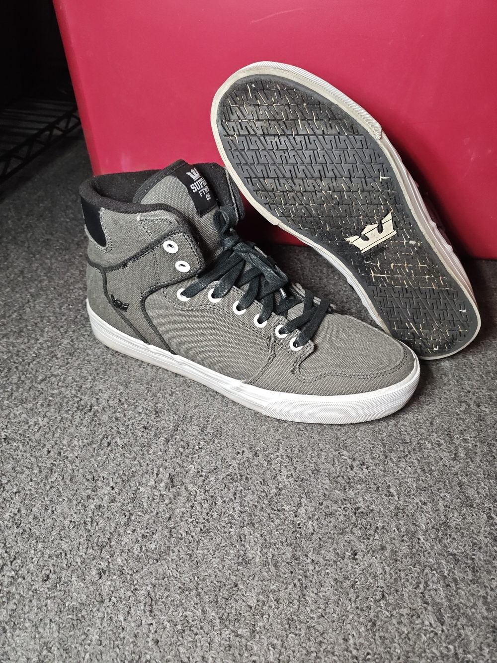 Supra Vaider Men’s High Top Shoes Size 9 Wool Charcoal Gray